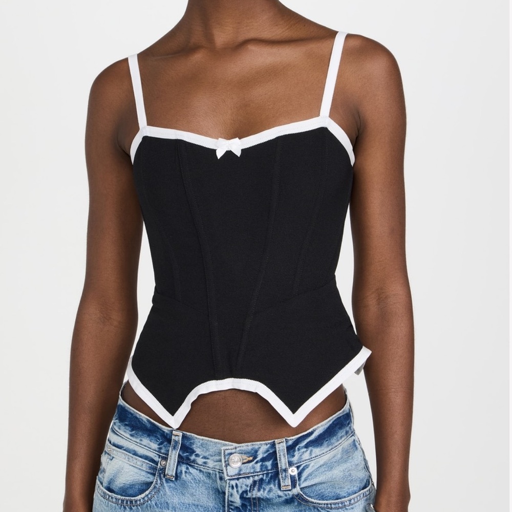 Miaou Black Corset Tank with White Trim